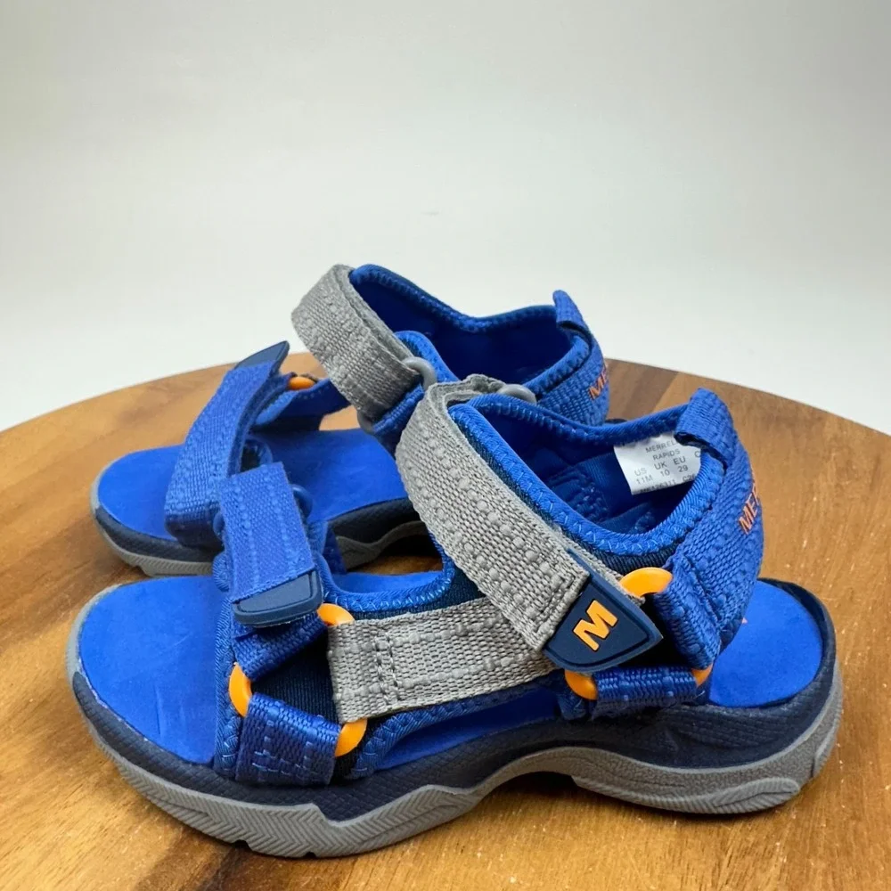 New NWOB Little Kids Merrell Hydro Rapids Hiker Blue Sandals Shoes Size 11 C